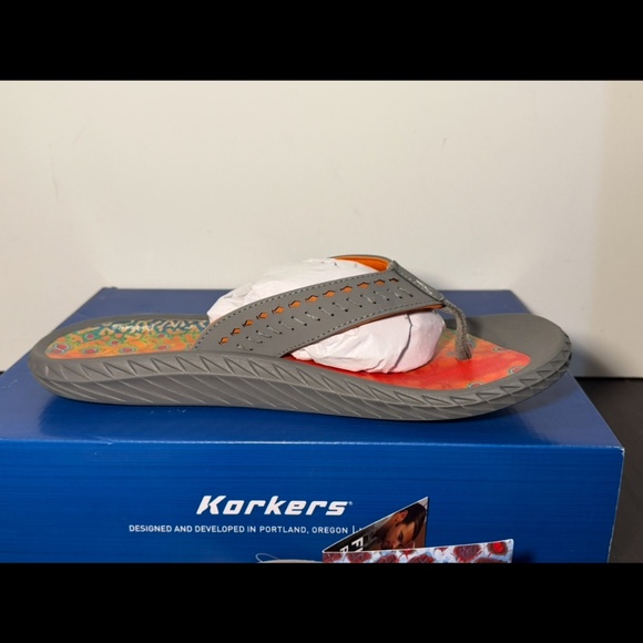 Korkers Fish Flip Brook Trout Sandals Flip Flops Orange/Blue/Green Mens 13 main image 4